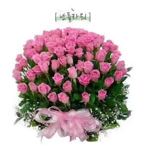 아쿠아 장미 100송이 꽃바구니/화이트/전국당일배달/생일/이벤트/기념일/축하꽃선물/난플라워