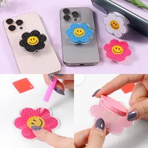 DIY 보석십자수 스마트톡 그립 톡홀더 만들기 스마일 데이지 꽃