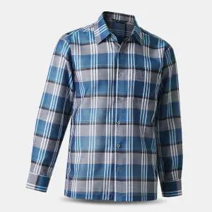 남성 봄 여름 울 체크 긴팔 남방 셔츠 YDS242 중년