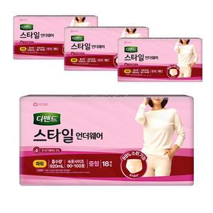 디펜드 스타일 언더웨어 여성 파워 중형 18매x4팩 걱정없는 하루 특허소취 냄새 제거