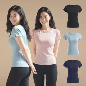 편안한 여자 반팔 요가복 티셔츠 필라테스복 헬스복 필라테스옷 운동복 요가상의 필라테스티