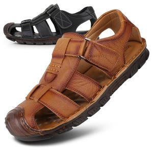 가볍고 발편한 천연가죽 남자샌들 캐주얼 스트랩 찍찍이 여름신발 휴가 바캉스