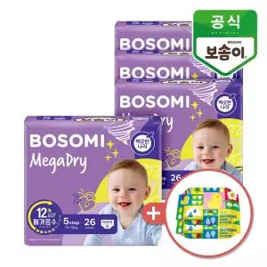 보솜이 메가드라이 팬티형 기저귀 특대형 26개입 4개+휴대용 물티슈 40매