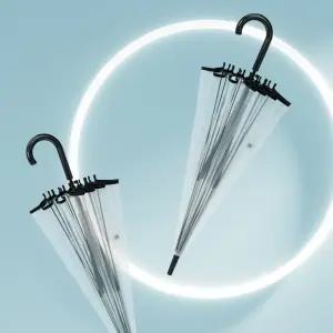 [1개+1개] 블랙라인 16살대 투명 장우산 폭우대비 튼튼한 투명 장우산