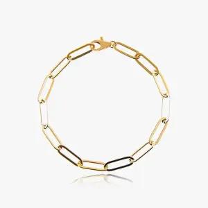 14K 18K 할로우 신 클립 체인 금 팔찌