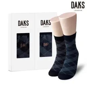 양말 신사 2족 선물세트 면후다중목 큰사선체크 25814