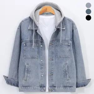 데일리 루즈핏 후드 탈부착 데님 자켓