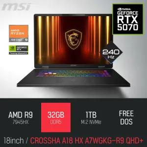 ⓒ MSI 크로스헤어 A18 HX A7WGKG-R9 QHD+ 32GB 1TB / 18인치 편집 고성능 게임 포토샵 AI 노트북
