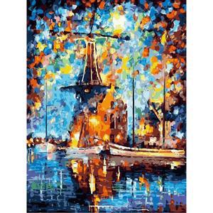 DIY 디지털 유화 셀프 컬러링 소재 백현채 추상야경 풍경 가로등 인테리어 그림