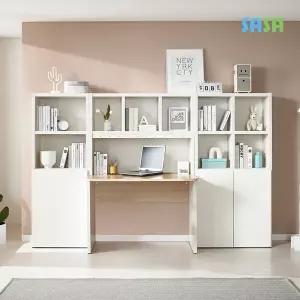 데코라인(매장상품) 우유니 전면 책상 도어책장 세트(책상+도어형책장2EA)