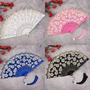 (보리별) 예쁜 태슬꽃부채 휴대용 전통 접이식 여름부채 부채춤 소품 (WFGJQG2)