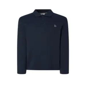 헤지스 남성 25FW [SOFT COTTON] 네이비 인터록 긴팔 폴로 셔츠 HZTS5F302N2