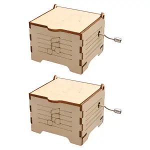 리브온 창의력 STEAM 목재 만들기 수동 오르골 9.5 x 6.5 x 4.5 cm, 혼합색상, 2개