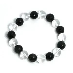 원석팔찌 흑요석 백수정 우정팔찌 8mm BR-5012