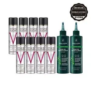 더마클라센 볼륨짱짱 흑채스프레이 블랙 120ml x8 + 헤드스파 탈모케어 트리트먼트 250ml x2