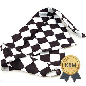 체커보드 깃발 반다나 코튼 블랙 화이트 체크 무늬 얼굴 마스크 남녀공용 레이싱 파티 손수건 머리띠
