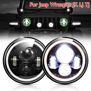지프 랭글러 JK LJ TJ용 각도 눈이 있는 1/2개 7인치 원형 LED 헤드라이트