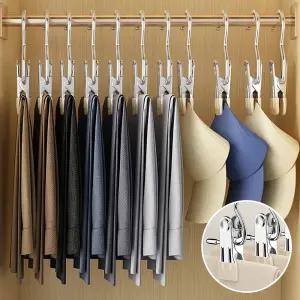다용도 외집게 옷걸이 스텐 1단 집게 논슬립 초강력 홀딩 바지 치마 모자 소품 걸이 10P 2컬러