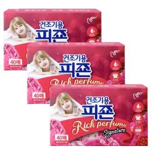 피죤 리치퍼퓸 건조기시트 40매 X 3개 [플라워 페스티벌]