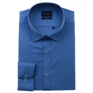 [대구백화점] [예작]스냅 카라 블루 스판 솔리드 슬림 긴소매(YJFSBS175)