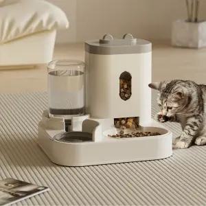 대용량 고양이 강아지 자동 급식기 급수기 겸용 자동사료배식기 분리세척 반려동물 사료통 물통