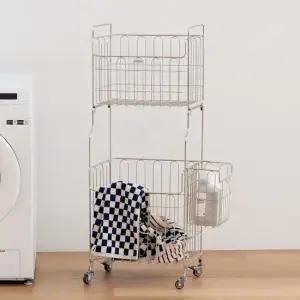 올스텐 304 이동식 세탁 빨래바구니 2단 + 미니바스켓