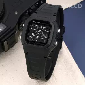 [카시오] W-800H-1B 군인 군용 스퀘어 전자 올블랙 남자 우레탄 시계 d