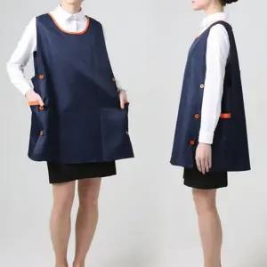 여성 조끼 앞치마 빅사이즈 단추형 요리용 여성 원피스 앞치마 작업용 미용