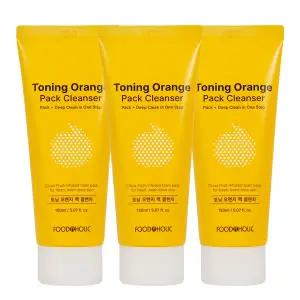 (3개)푸드어홀릭 토닝 오렌지 팩 클렌저 150ml /클렌징폼 워시오프팩