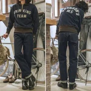 브론슨 논스탁 남자 청바지 인디고 생지 셀비지 데님팬츠