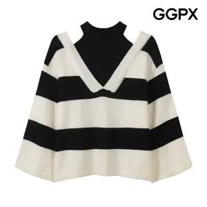 [GGPX] 숄더 트임 아웃핏 라인 니트 (GQ1KP036F)