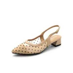 여성시스루슬링백 데일리 뾰족코 슬링백 슬링백힐 여성 레터링 플랫 망사 슈즈 발편한 3cm