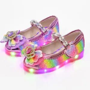 리틀주 왕관 무지개 진주반도 입학 선물 국산 생일 여아 Led 구두