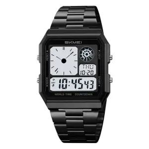 월드 타임 메탈 남성 정장 디지털 전자 손목 시계 손목시계 메탈시계 바늘시계