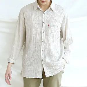 [오버핏/면100%/봄가을] 남성 긴소매 가벼운 셔츠 남방