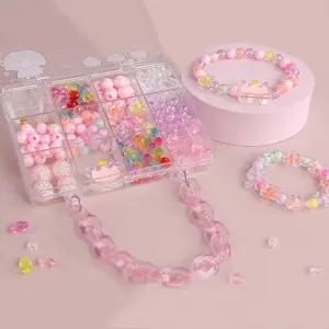 비즈아트 12칸 가방형 케이스 포장 구슬 세트 4종공예재료 팔찌만들기 부자재 우레탄줄 네일 만들기 공재료