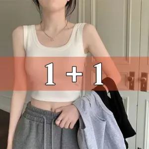 (총 2장) 나시 여성 크롭티 민소매 슬리브리스 기본 나시