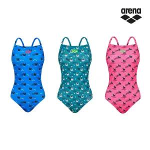 아레나 수영복 컬리팜 원피스 싱글 스트랩백