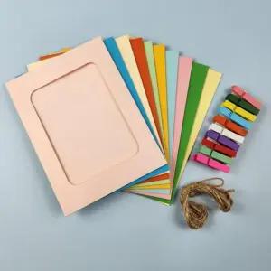 페이퍼 액자 종이 프레임 나무집게 마끈 10p세트 칼라혼합 6x4 미니 만들기 유치원 꾸미기 가랜드