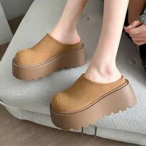 뮬 슬리퍼 플랫폼 여자 겨울 데일리 여성 블로퍼 심플 통굽 패션신발 2컬러