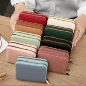 고급 여성 투지퍼 파우치 미니 사각 카드 명함 지갑 여성파우치 여성카드지갑 동전지갑