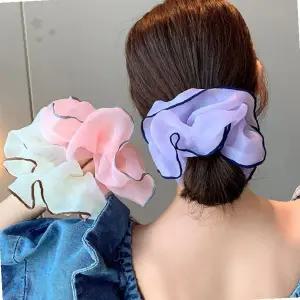 투명 시스루 주름 헤어밴드 볼륨감 머리묶개 여성 헤어액세서리 데일리 헤어고무줄