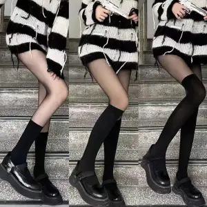 하쿠마 니삭스 블랙 시스루 착시 팬티스타킹