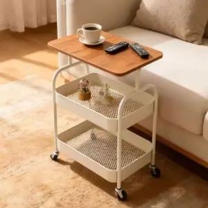 이동식트롤리 틈새선반 세탁실수납장 바퀴 미니 거실 협탁 테이블 2단 3단