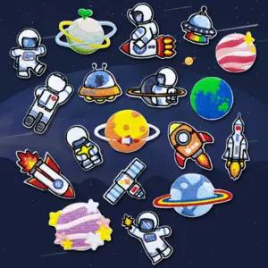 열접착식 패치 우주 테마 18종 세트 다림질 부착 자수 포인트 알파벳 와펜