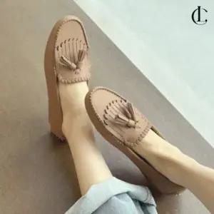 엘케이트 여성 로퍼 테슬 단화 드라이빙슈즈 LGE221 브라운 베이지 색 여자구두 여성신발