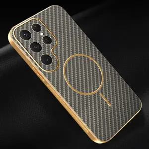 갤럭시S25 S25플러스 S25울트라 S25엣지 S25FE 맥세이프 고급 카본 패턴 도금 프레임 슬림 핸드폰 케이스