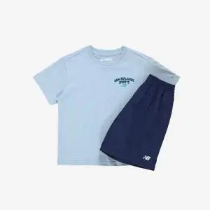 뉴발란스키즈(NB Kids) STELLAR PLAY GROUNDCP싱글+타슬란 반팔셋업 NK9YG2501U(51)Light Blue