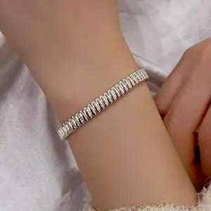 925실버 컬럼 패턴 스트라이프 은 팔찌