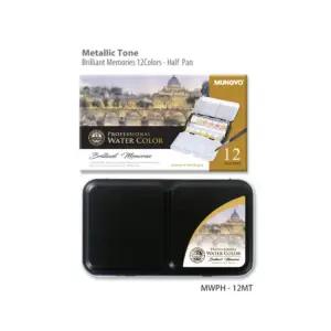 문교 수채 고체물감 브릴리언트 메탈 12색세트